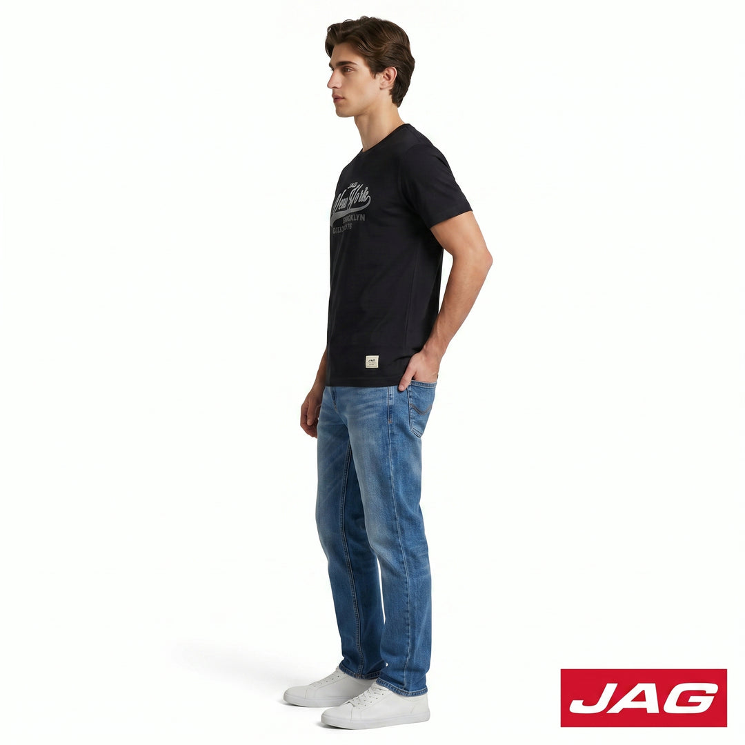 Jag Men’s Rugged Boxy Roundneck Branded T‑Shirt 32R72001