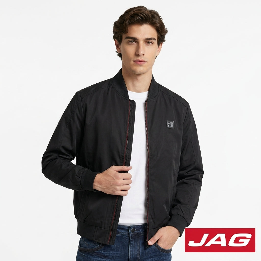 Jag Black Men's Moto Fit Bomber Jacket 57DJF000