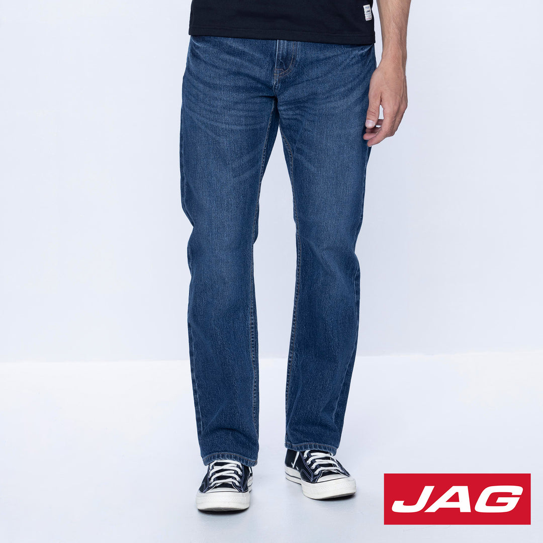 Jag Men's Slim Straight Jeans 30" Inseam in Mid Blue