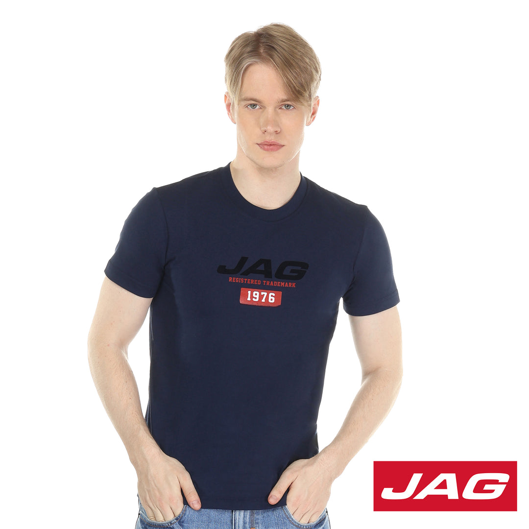 Jag Men's Top Round Neck Rugged Fit Single Jersey