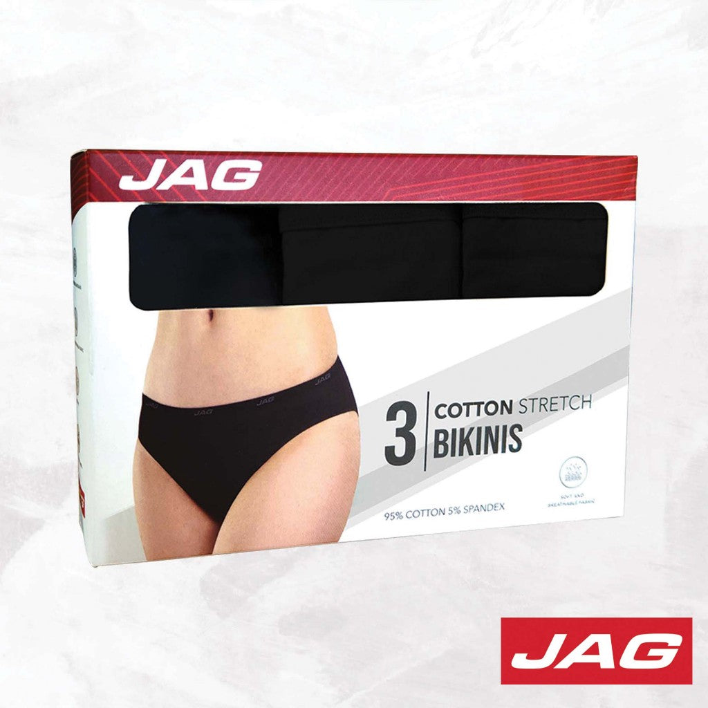 Jag Women's Underwear Cotton Stretch Bikini 3 in 1 in Black 60AB3000