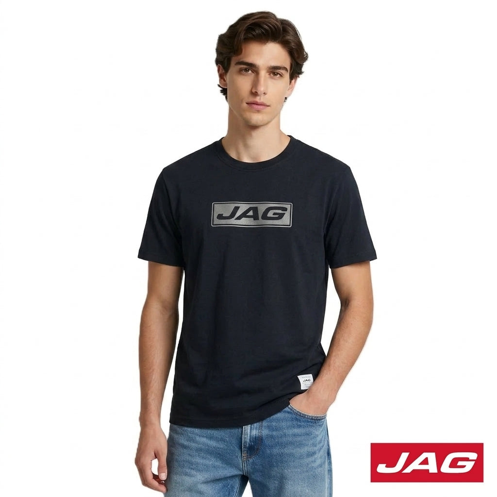 Jag Men’s Rugged Boxy Fit Roundneck T-Shirt Casual Textured Logo Tee 33V12001