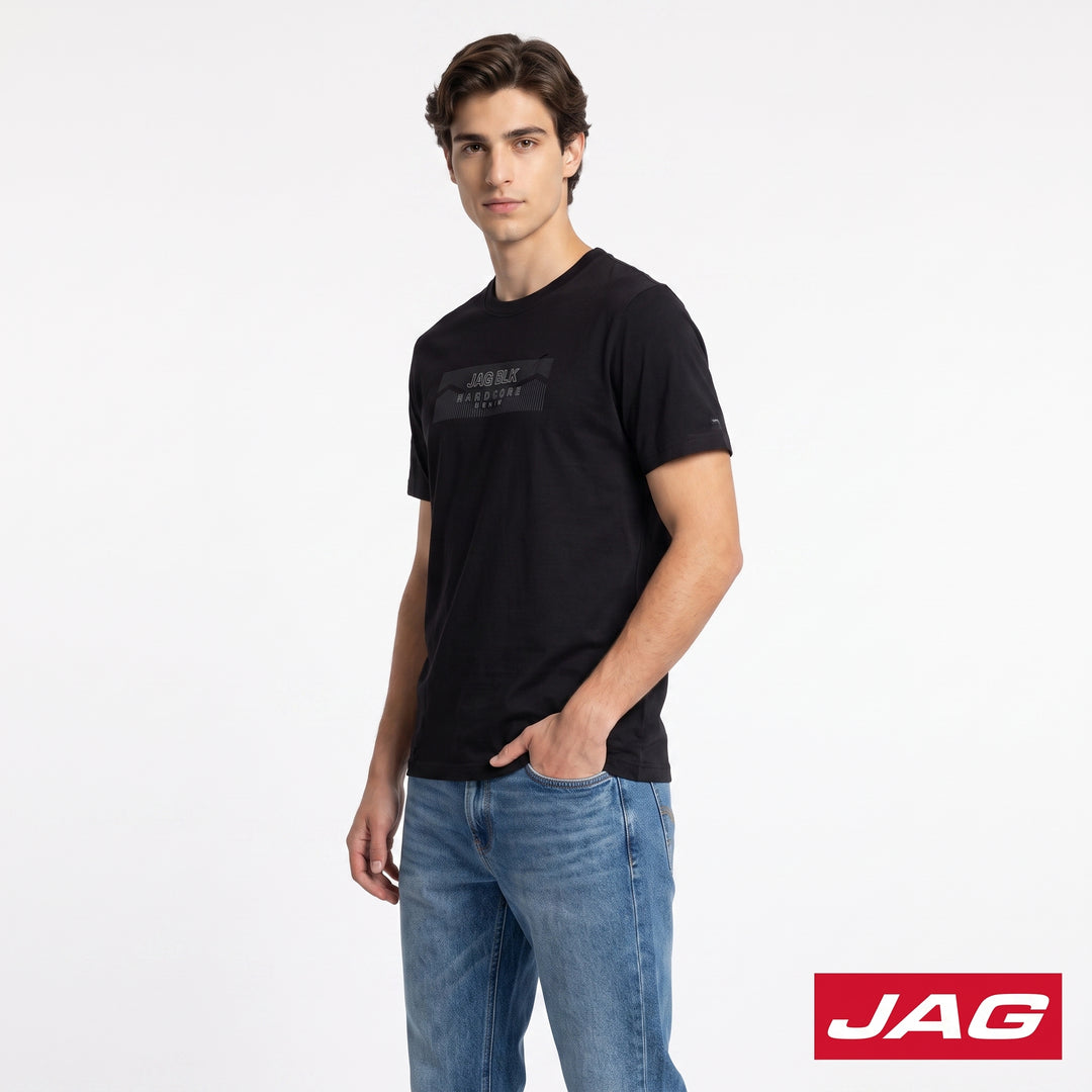 Jag Black Men’s Roundneck Relaxed Fit Cotton Casual Shirt 30L38000