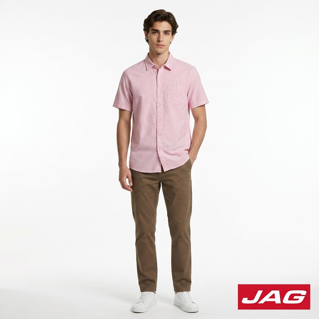 Jag Men's Relaxed Fit Oxford Short Sleeve Polo 964D8000