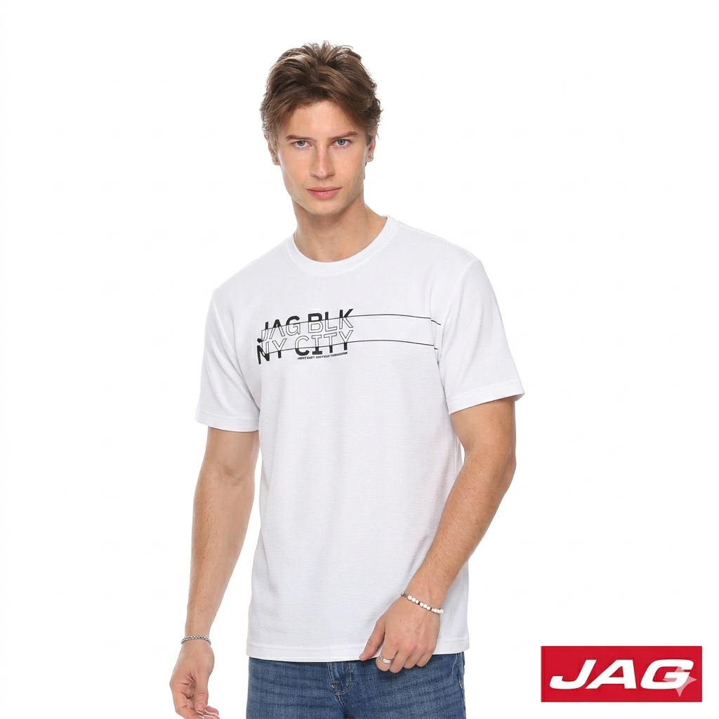 Jag Black Men's Round Neck Rugged Boxy Fit 30LE2001