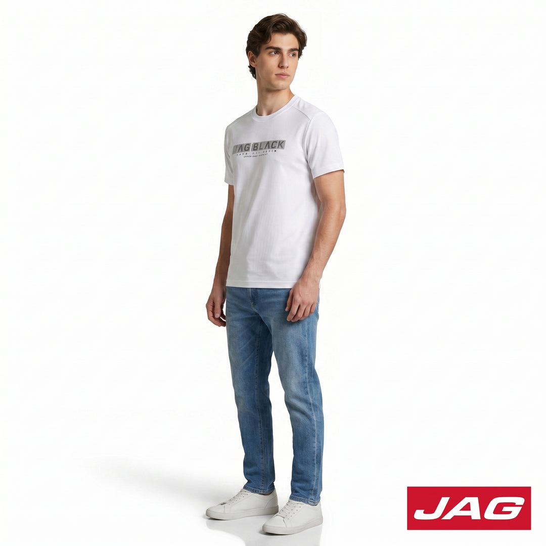 Jag Black Men’s Rugged Boxy Fit Roundneck Branded T‑Shirt 30LG2001