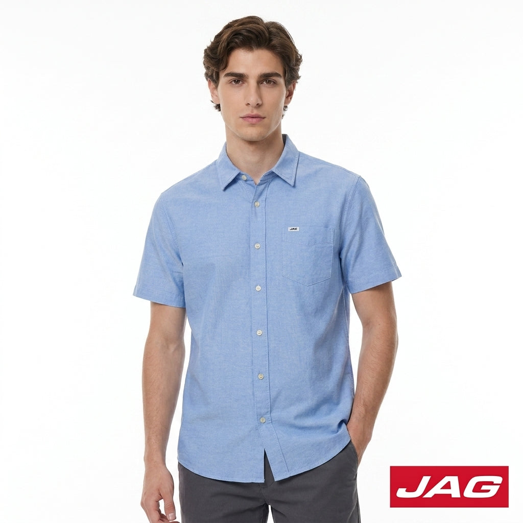 Jag Men's Relaxed Fit Oxford Short Sleeve Polo 964D8000