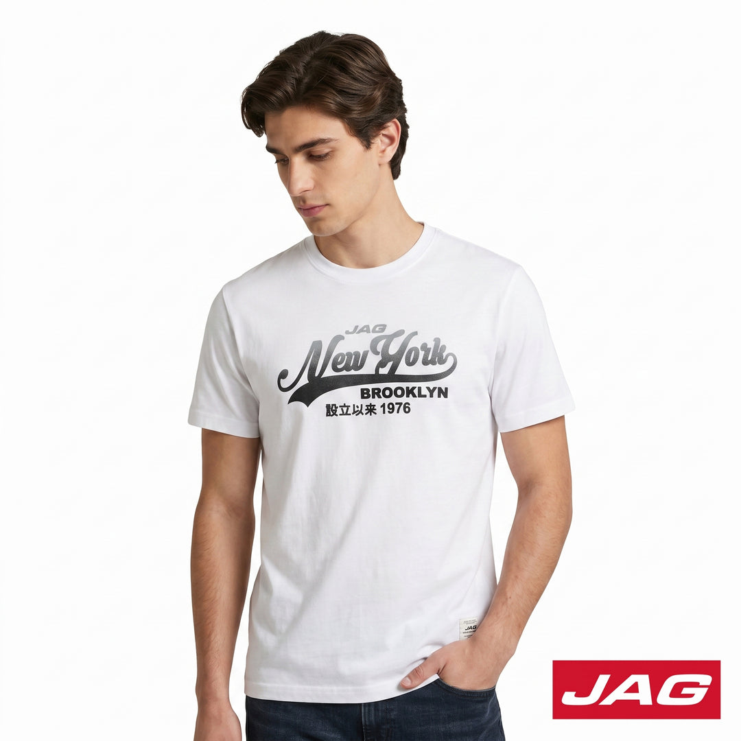 Jag Men’s Rugged Boxy Roundneck Branded T‑Shirt 32R72001