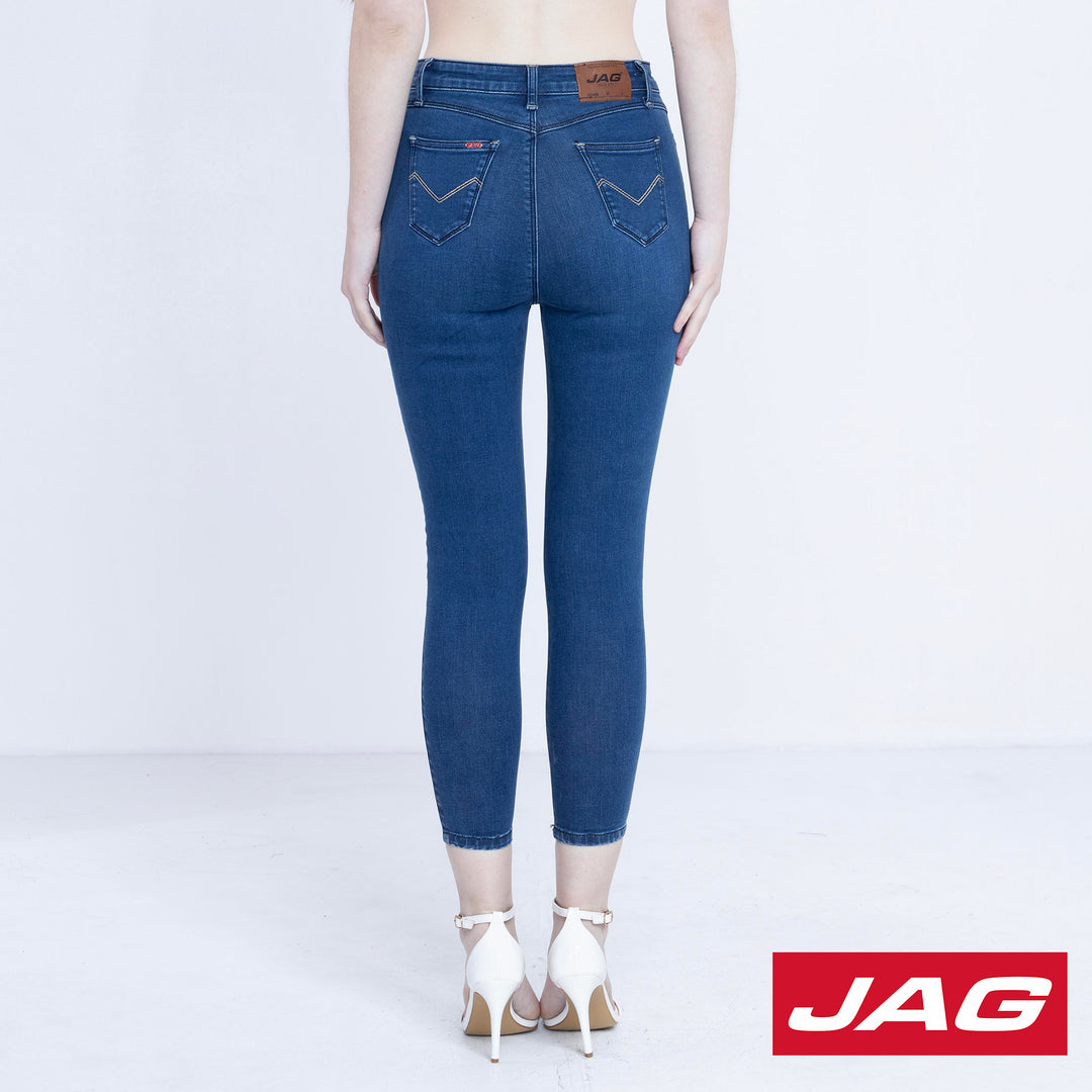Jag Ladies Ultra High Waist Skinny Jeans in Faded Blue Denim