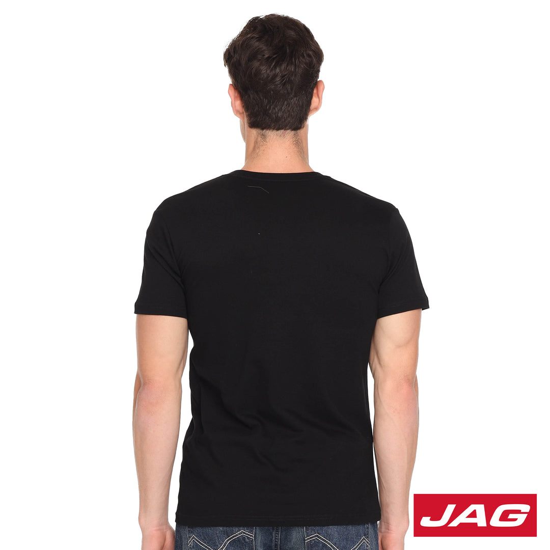 Jag Black Men's Round Neck Rugged Fit
