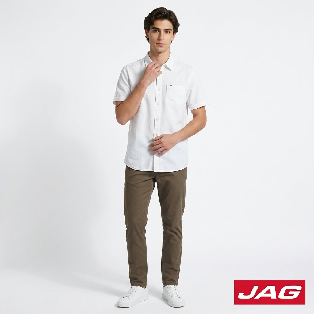 Jag Men's Relaxed Fit Oxford Short Sleeve Polo 964D8000