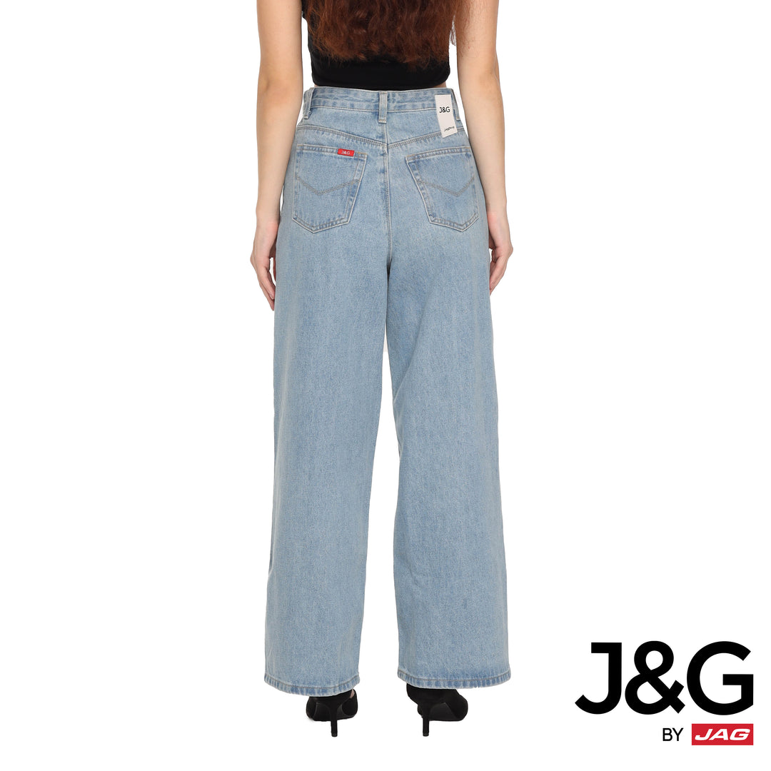 J&G Ladies Wide Leg Jeans 21" Icy Blue