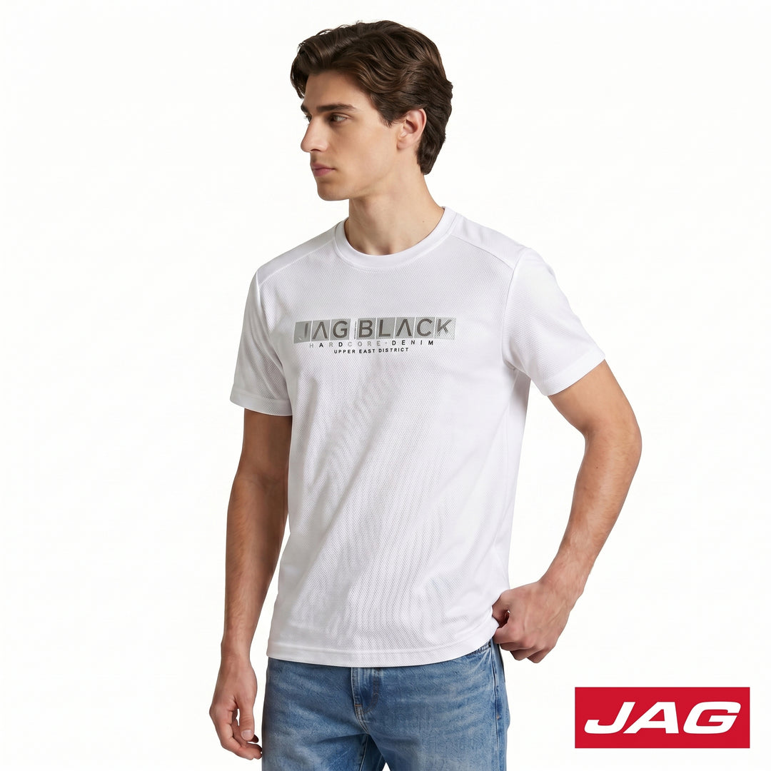 Jag Black Men’s Rugged Boxy Fit Roundneck Branded T‑Shirt 30LG2001