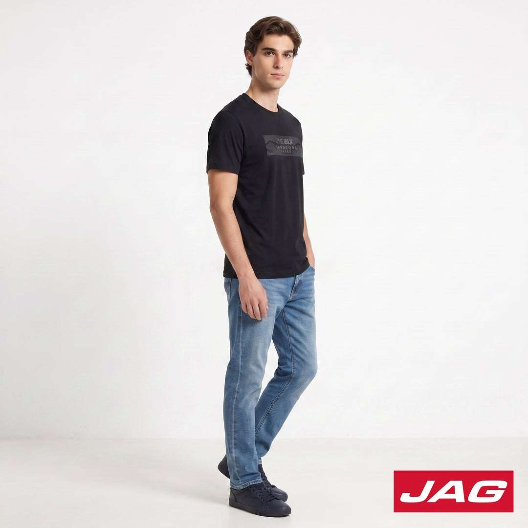 Jag Black Men’s Roundneck Relaxed Fit Cotton Casual Shirt 30L38000