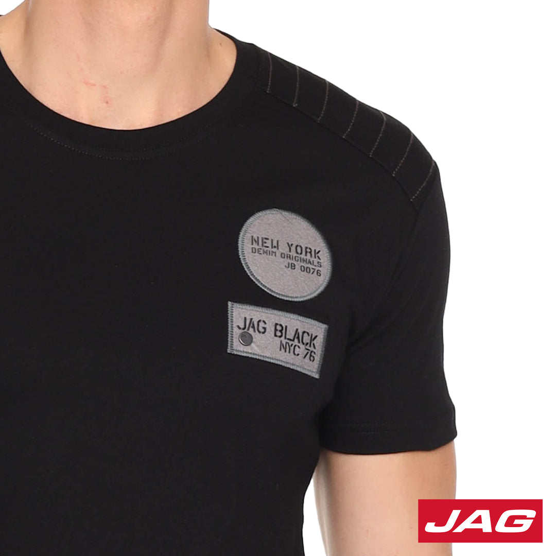 Jag Black Men's Round Neck Rugged Fit