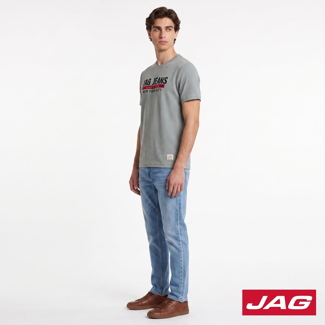 Jag Men’s Relaxed Fit Round Neck Lycra Classic T‑Shirt 32RK8000