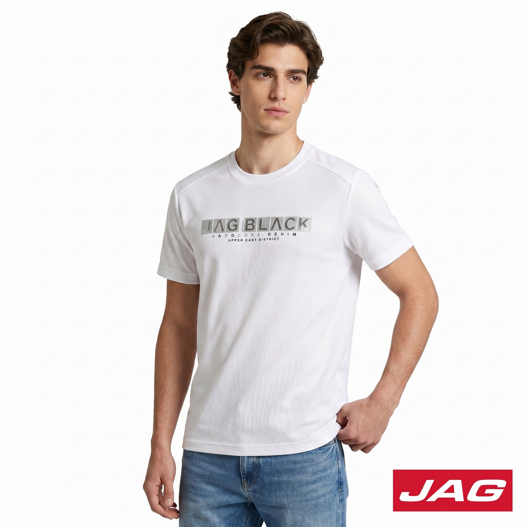 Jag Black Men’s Rugged Boxy Fit Roundneck Branded T‑Shirt 30LG2001