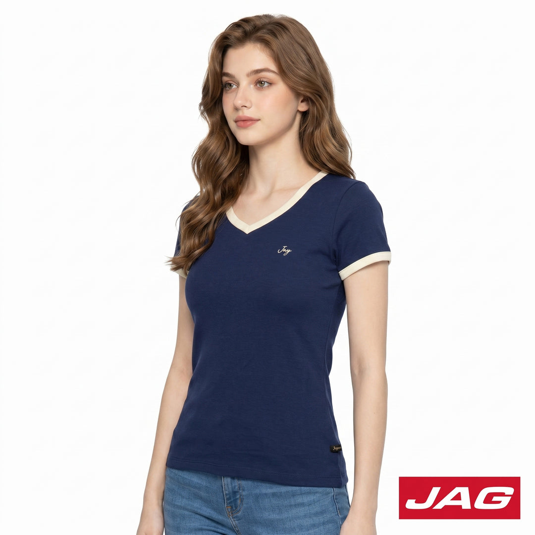 Jag Ladies Basic Fit Roundneck Branded Logo Shirt 83RS1001
