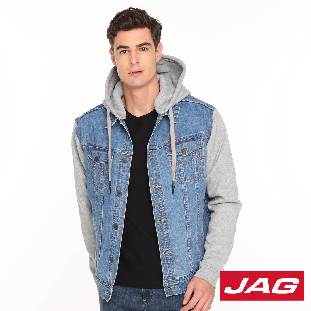 Jag Men's Moto Fit Chambray Jacket