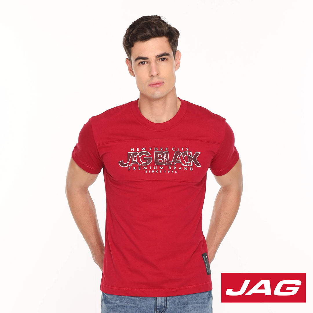 Jag Black Men's Round Neck Rugged Boxy Fit