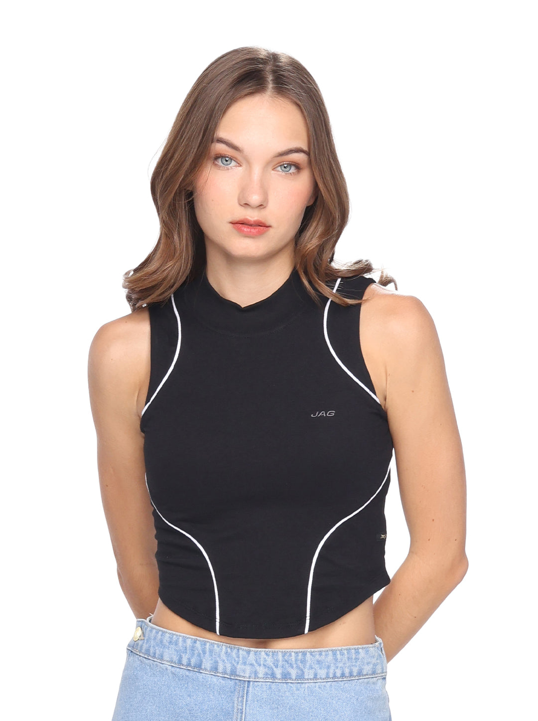 Jag Ladies Cropped Top Women’s Cotton Crop Tee Slim Fit Casual Trendy Style 88QB2001