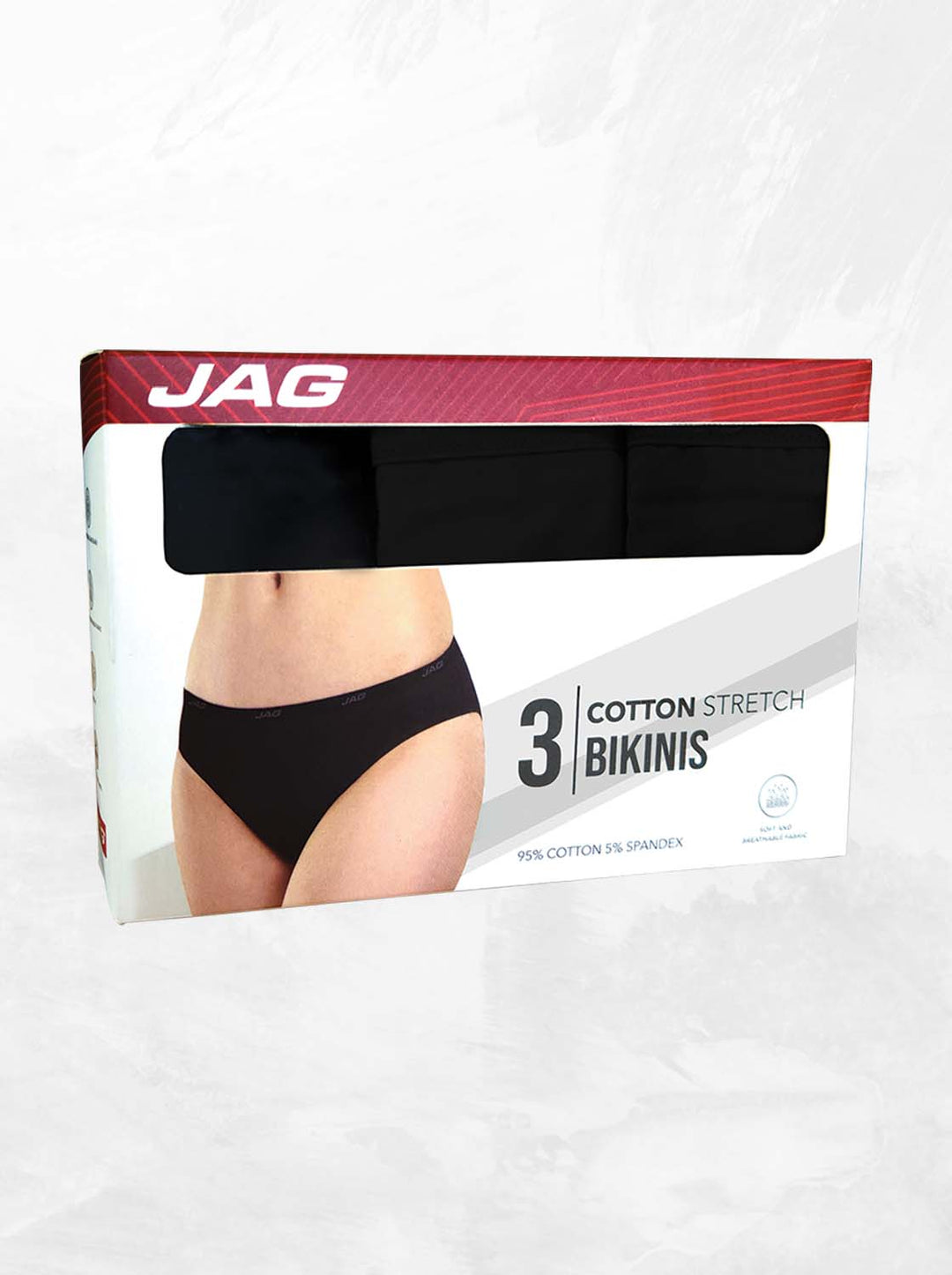 Jag Women's Underwear Cotton Stretch Bikini 3 in 1 in Black